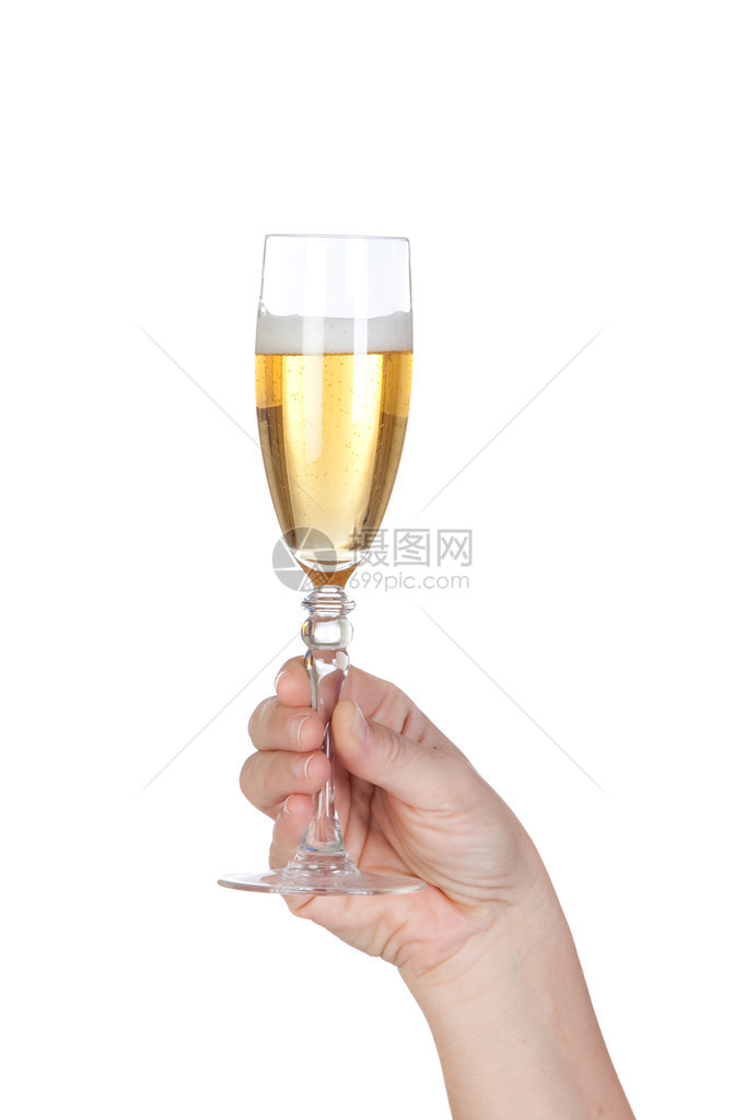 手握着香槟的杯子图片