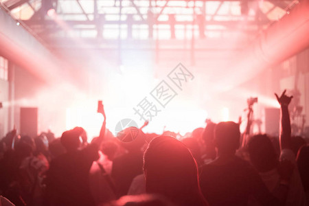 音乐会群众在明亮的舞台前用图片