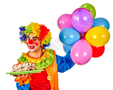 带着蛋糕和多彩气球的生日快乐小图片
