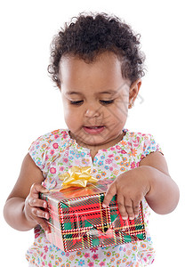 带礼品盒的婴儿为白色图片