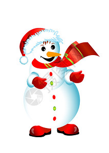 圣诞快乐雪人孤立在白色插图图片