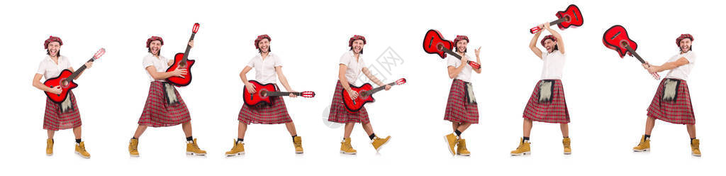 苏格兰人弹吉他背景图片