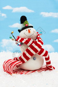 雪人,在蓝天空冬天和冬季图片