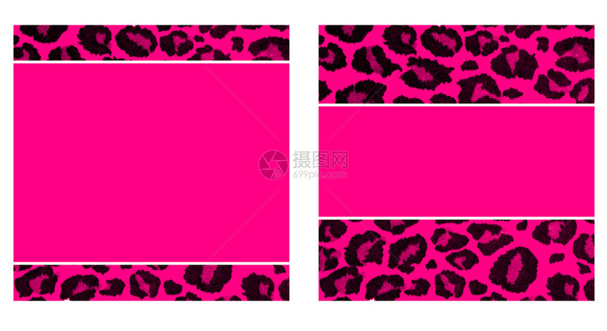 热粉色和黑色豹纹纸套装图片