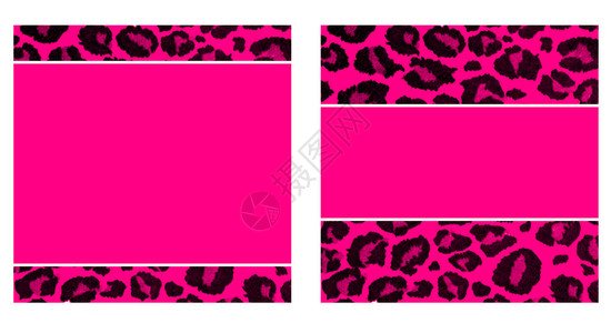 热粉色和黑色豹纹纸套装图片