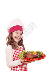 小女孩用火鸡腿做饭图片