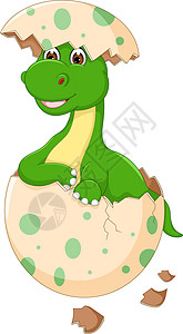 可爱的宝Dinosour鸡蛋孵口腔卡通画插图图片