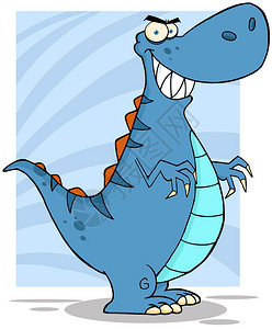 愤怒的蓝色恐龙卡通人物图片