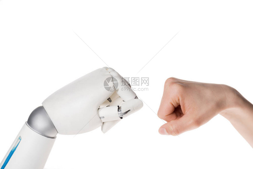 机器人和制作的兄弟拳手势图片