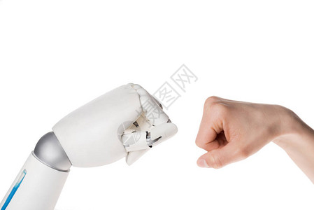 机器人和制作的兄弟拳手势背景图片
