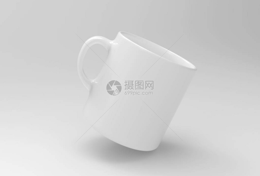 白色杯子用软白色背景模拟图片