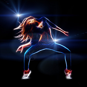 女跳女舞者尼龙分形艺术作品带光线和照明弹图片
