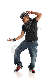 跳舞的Hip舞者在白色背图片
