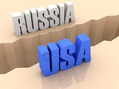 2个俄罗斯和美国分道扬镳分离裂缝图片