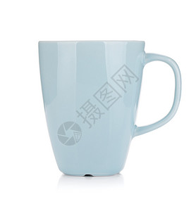 浅蓝色咖啡杯白背景图片