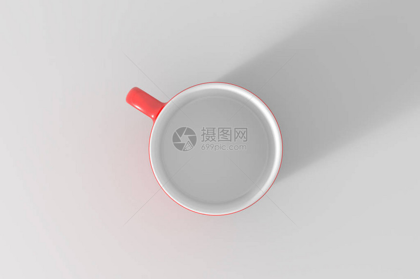红色和白色的咖啡杯在白色背景上模拟图片