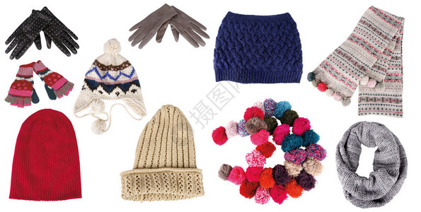 女士冬季围巾手套和帽子系列图片