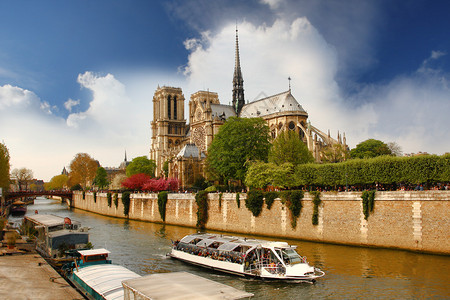 巴黎圣母教堂在春图片