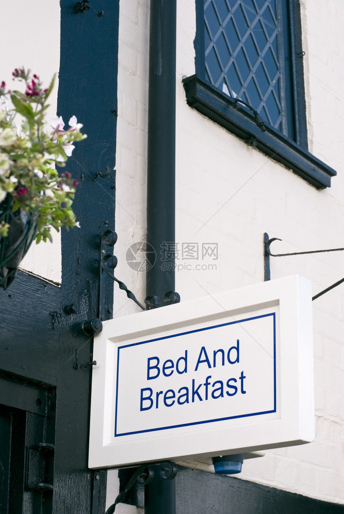 床位和早餐标志是英图片