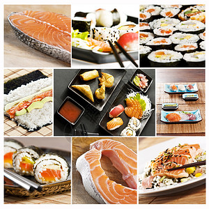 将各种日本寿司和刺图片