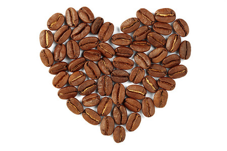 由咖啡豆制成的心形背景图片