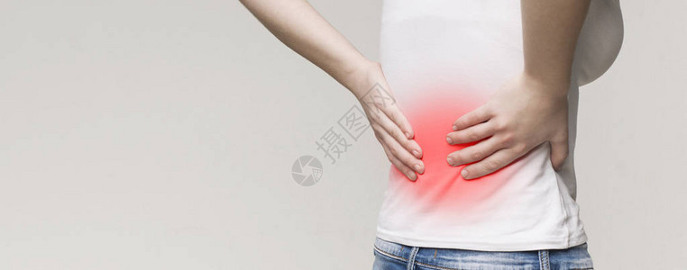背痛肾脏炎症背痛女红色高清图片