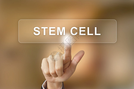 在模糊背景上按下干细胞按图片