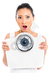 有体重秤的亚洲女减肥图片