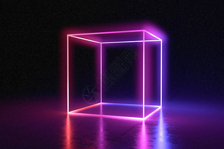 暗房中闪亮的白立方体3D图片