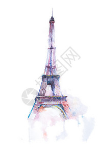 巴黎Eiffel塔的水彩画图片