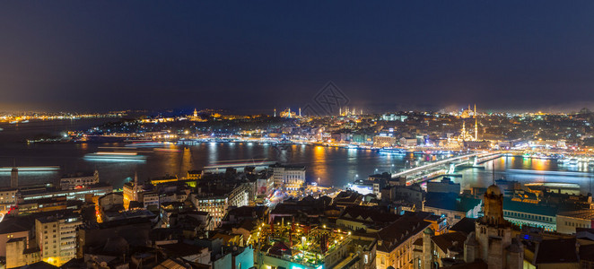 伊斯坦布尔市中心夜视背景图片