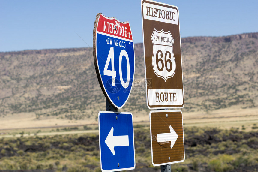 路线66和I40通过新墨西哥州的方向图片