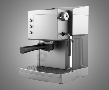灰色背景上孤立的现代咖啡机背景图片