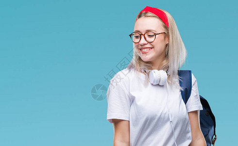 年轻的金发女学生戴着眼镜图片