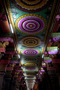 Meenakshi寺的咒语天花板高清图片