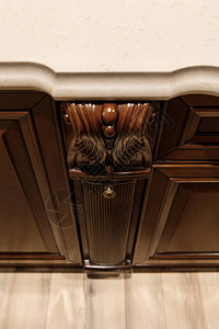 带有木制细节的橱柜现代厨房背景图片