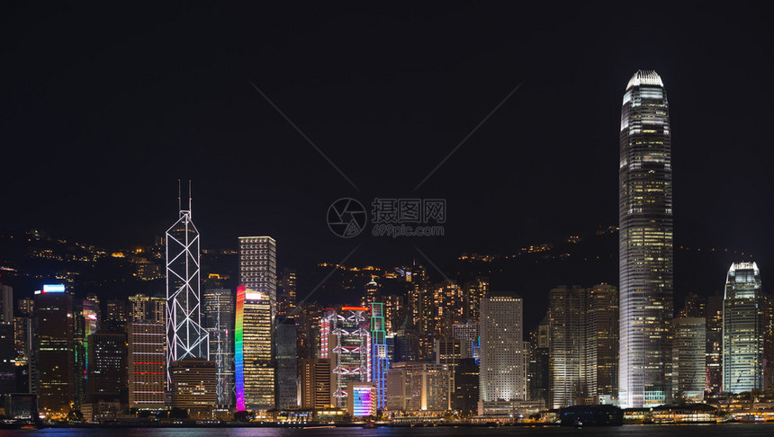 从九龙看香港天际线的夜景图片