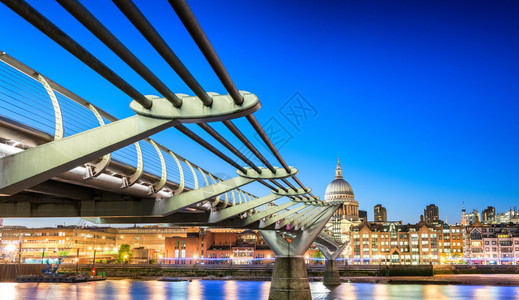 夜晚的千年大桥伦敦城市风景河图片