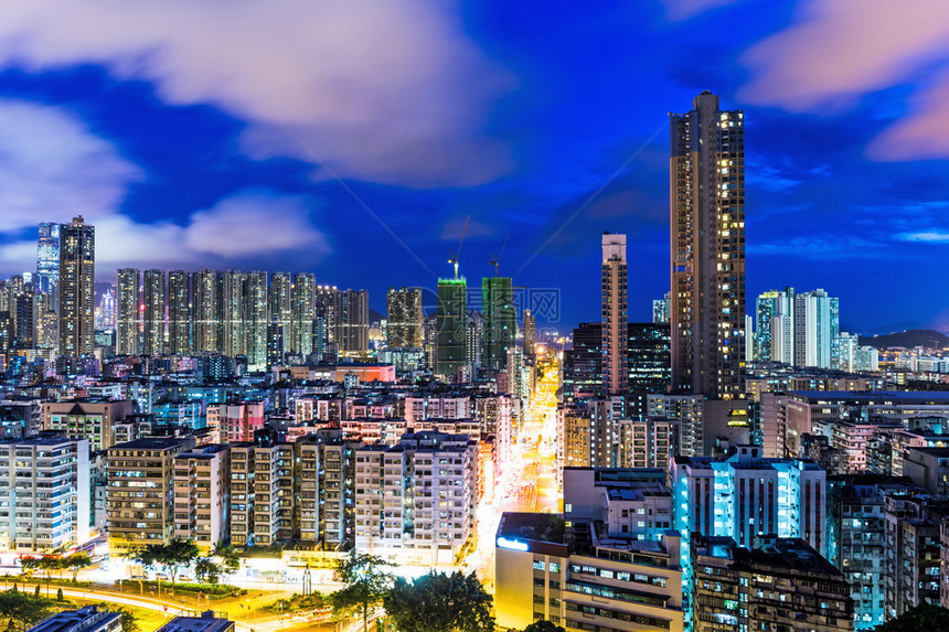 香港夜间城市景观图片