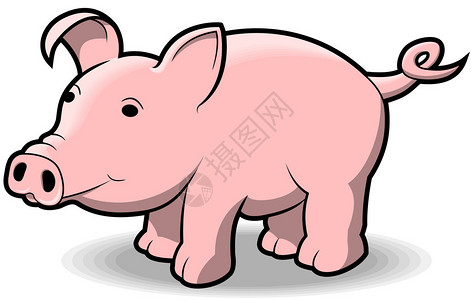 一只可爱的卡通风格小猪背景图片