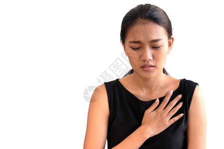 亚洲女商人胸痛心脏病发作图片