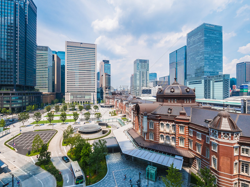 美丽的城市风景在东京市日本城建筑和东图片