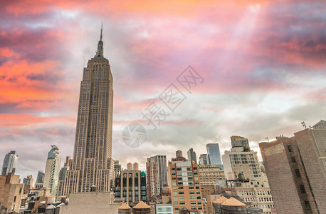 曼哈顿日落天线在图片