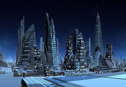 3D未来城市天空线图片