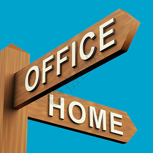 木制路标上的办公室或家庭方向图片