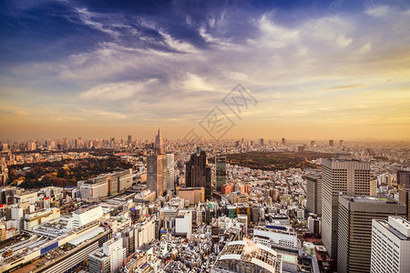 东京日本新宿区的城市天际线图片