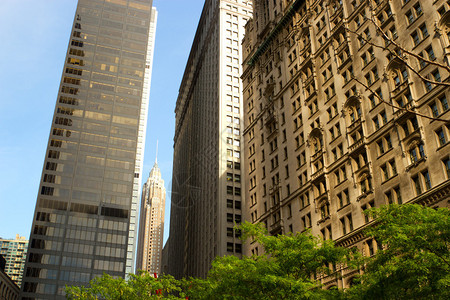 纽约下曼哈顿华尔街办公楼和住宅楼天线纽图片