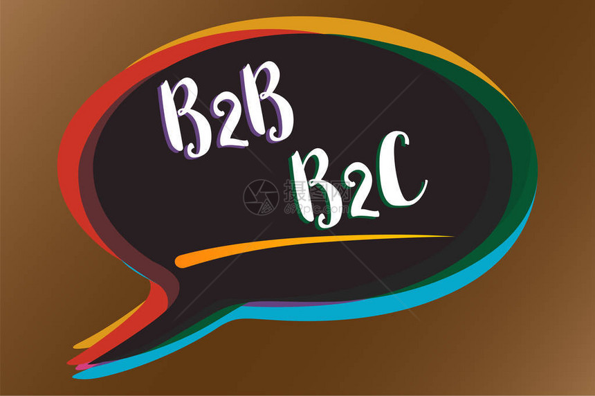 显示B2BB2C的文本符号用于向其他人发送电子邮件的两种概念照片Outlook帐户语音气泡想法消息提醒阴图片