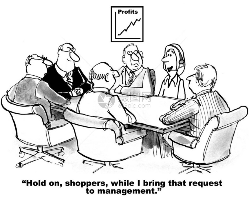 管理层商务会议的商业漫画图片