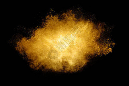 金色爆炸黑色上隔离的闭合闪光尘粒图片
